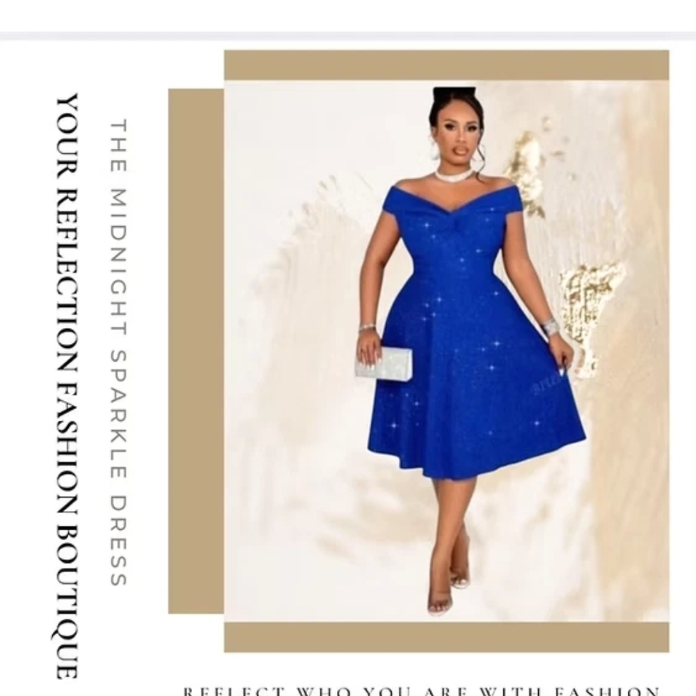 PLUS SIZE - The Midnight Sparkle Dress - Blue